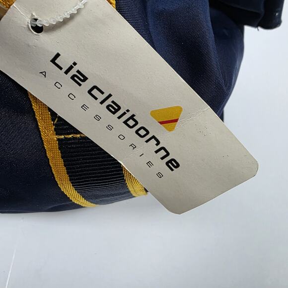 Liz Claiborne Nautical Tote Travel Bag Duffle Anchor Small Nylon Blue Yellow 90s - Picture 7 of 16